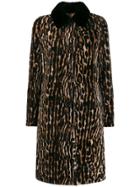 Yves Salomon Button Up Leopard Print Coat - Neutrals
