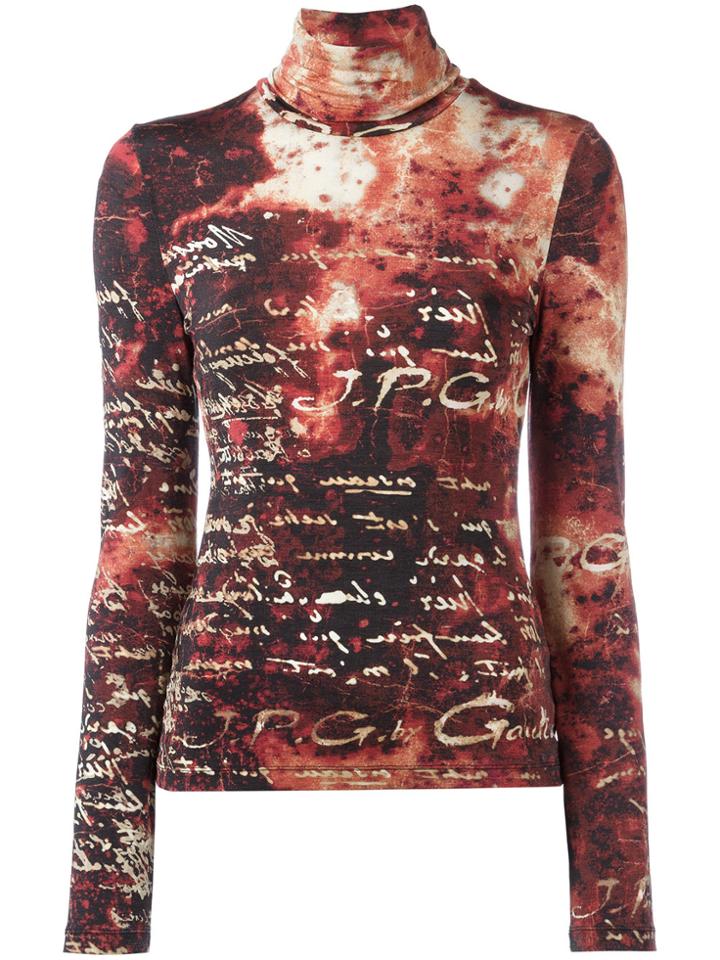 Jean Paul Gaultier Vintage Roll Neck Script Sweater - Black