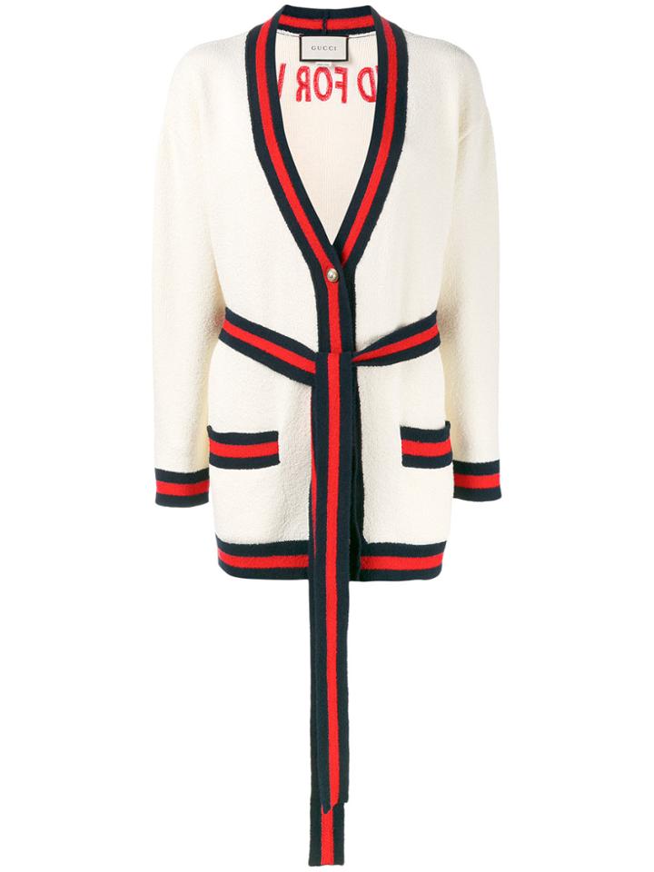 Gucci Oversized Embroidered Cardigan - Nude & Neutrals
