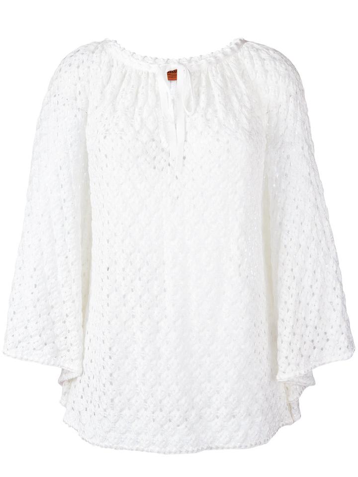 Missoni Drawstring Neck Knitted Blouse, Women's, Size: 38, White, Viscose