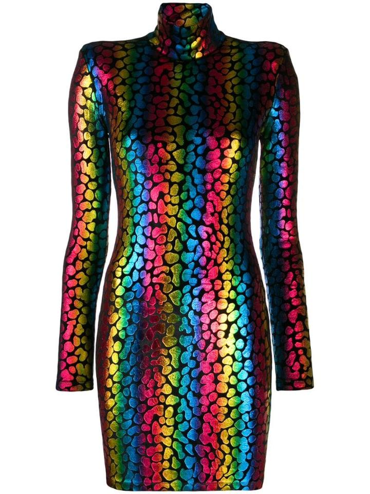 Faith Connexion Rainbow Print Dress - Black