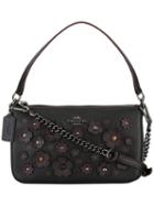 Coach Floral Embellished Tote, Women's, Black, Leather