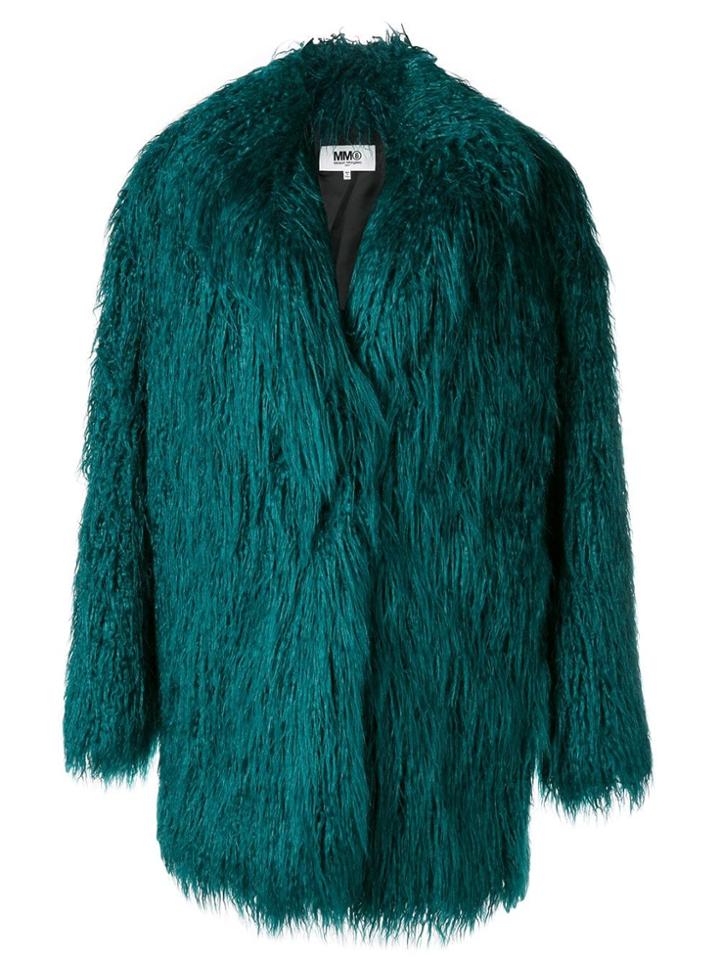 Mm6 Maison Margiela Faux-fur Midi Coat - Green