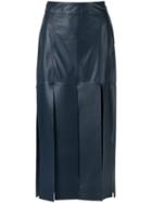 Giuliana Romanno Leather Midi Skirt, Women's, Size: 42, Blue, Leather