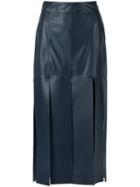 Giuliana Romanno Leather Midi Skirt, Women's, Size: 42, Blue, Leather