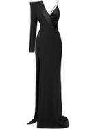 Mugler Asymmetric Tuxedo Gown - Black