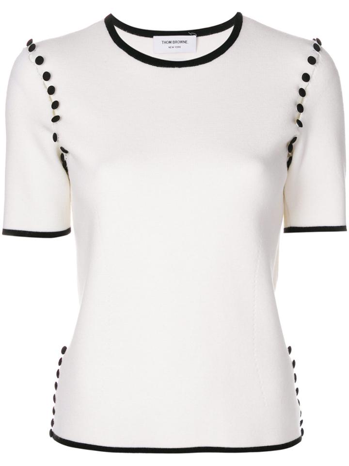 Thom Browne Tipping-striped Bridal Button Tee In Fine Merino Wool -