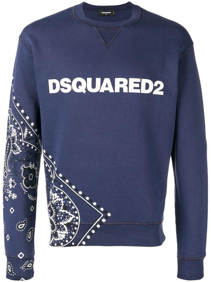 Dsquared2 Bandanna Logo Printed Sweatshirt - Blue