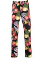 Soulland Fruit Print Straight Leg Trousers - Black