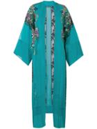 Alberta Ferretti - Embroidered Kimono - Women - Silk/polyamide/rayon/cotton - 40, Blue, Silk/polyamide/rayon/cotton