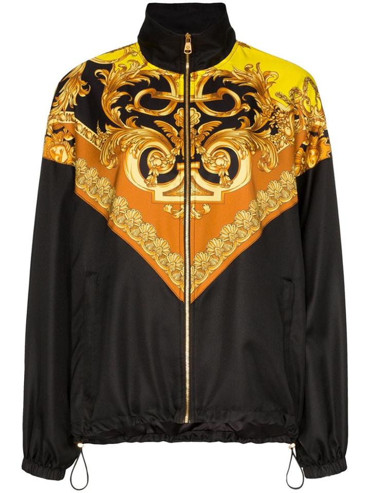 Versace Black Baroque Print Track Jacket