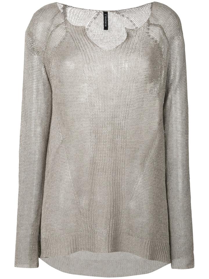 Rundholz - Open Neck Jumper - Women - Linen/flax - M, Nude/neutrals, Linen/flax