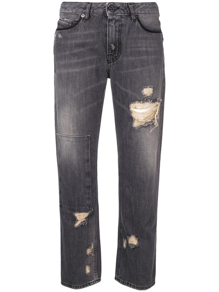 Diesel Black Gold Cropped Straight Leg Jeans - Grey