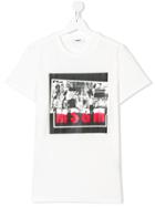 Msgm Kids Teen Graphic Logo Printed T-shirt - White