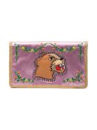 Gucci Multicoloured Broadway Lion Silk Clutch - Pink & Purple