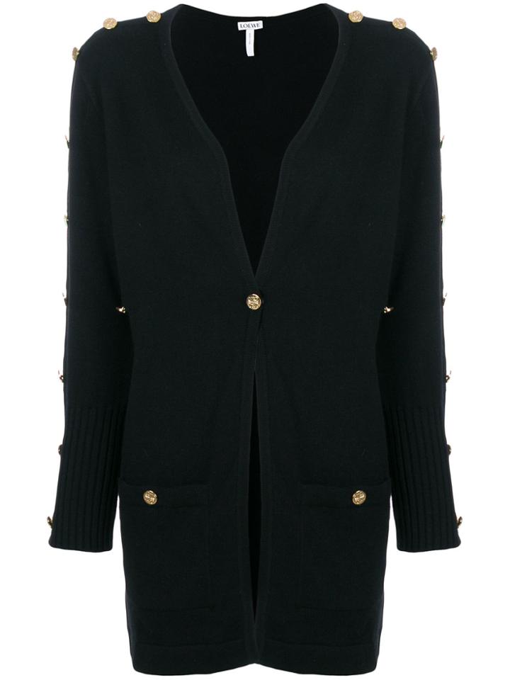 Loewe Gold Button Cardigan - Black