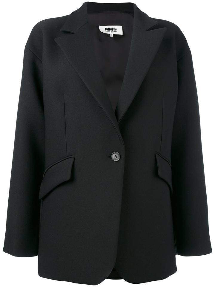 Mm6 Maison Margiela Crepe Single Breasted Boyfriend Jacket, Women's, Size: 46, Black, Polyester/viscose
