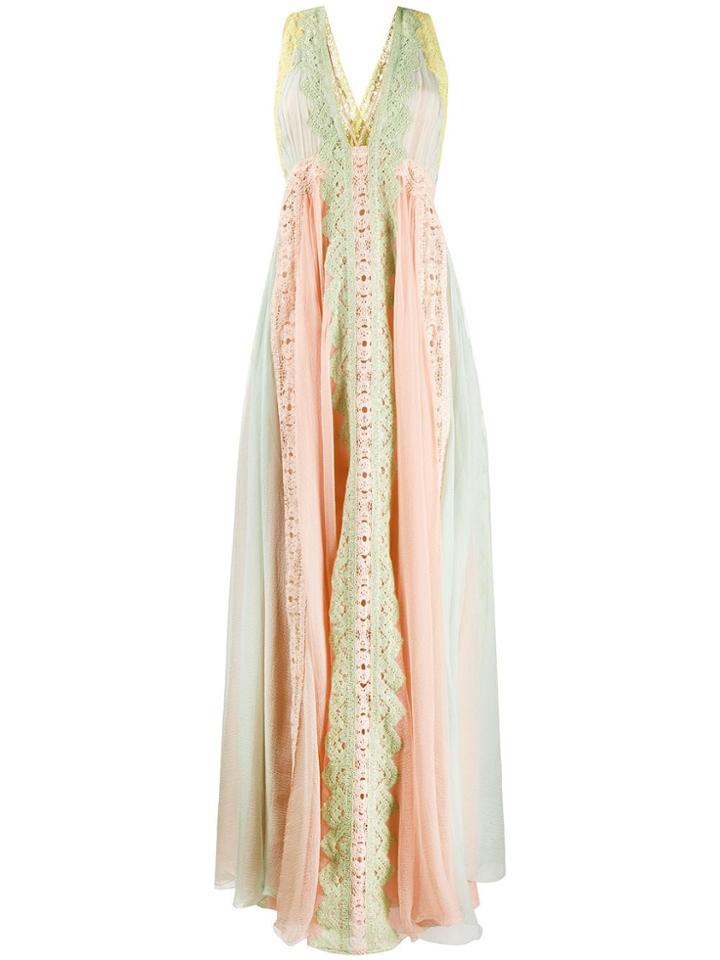 Alberta Ferretti Lace Embellished Maxi Dress - Pink