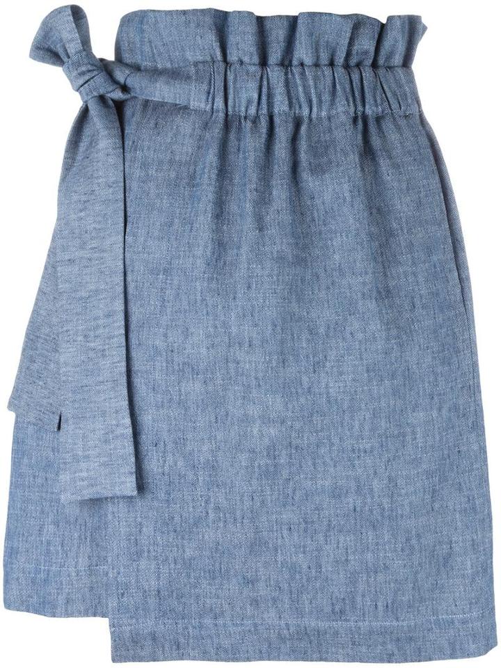 Msgm Elasticated Waistband Detail Skirt, Women's, Size: 44, Blue, Cotton/linen/flax