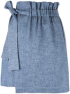 Msgm Elasticated Waistband Detail Skirt, Women's, Size: 44, Blue, Cotton/linen/flax