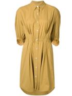 Sonia Rykiel Gathered Waist Shirt Dress, Size: 38, Yellow/orange, Cotton/spandex/elastane