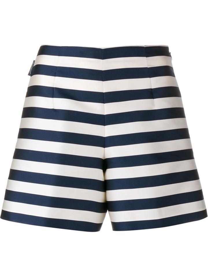 Moncler Silk Striped A-line Shorts, Women's, Size: 40, Blue, Silk/polyester