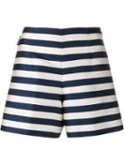 Moncler Silk Striped A-line Shorts, Women's, Size: 40, Blue, Silk/polyester