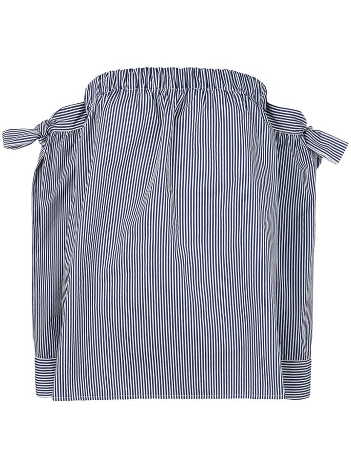 Miahatami Striped Off-shoulder Blouse - Blue