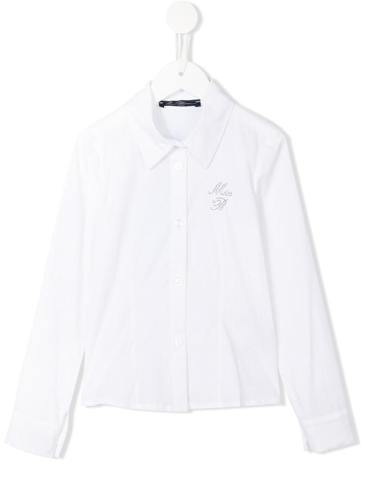 Miss Blumarine Rhinestone Chest Logo Shirt, Girl's, Size: 6 Yrs, White