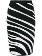 Versace Zebra Pattern Knitted Pencil Skirt - Black