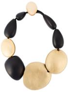 Monies Oversized Beads Necklace, Women's, Metallic, Polyester/wood