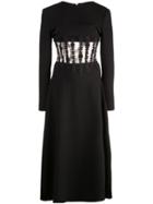 Oscar De La Renta Crochet Lace Detail Dress - Black