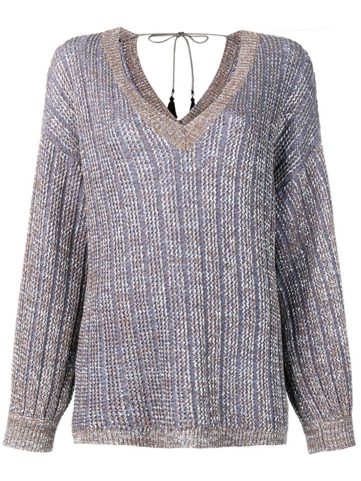 Etro Ribbed Metallic Jumper - Brown