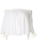 Portspure Striped Off-shoulder Blouse - White