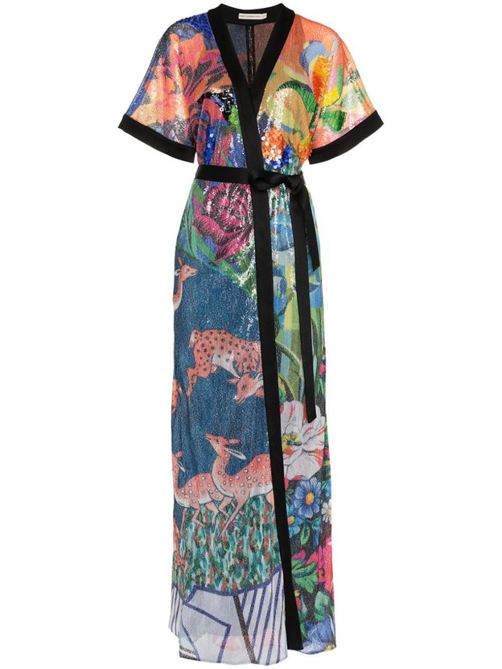 Mary Katrantzou Natalia Floral Sequin Embellished Crepe Dress - Blue