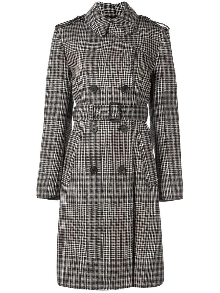 3.1 Phillip Lim Houndstooth Trench Coat, Women's, Size: 2, Black, Viscose/virgin Wool