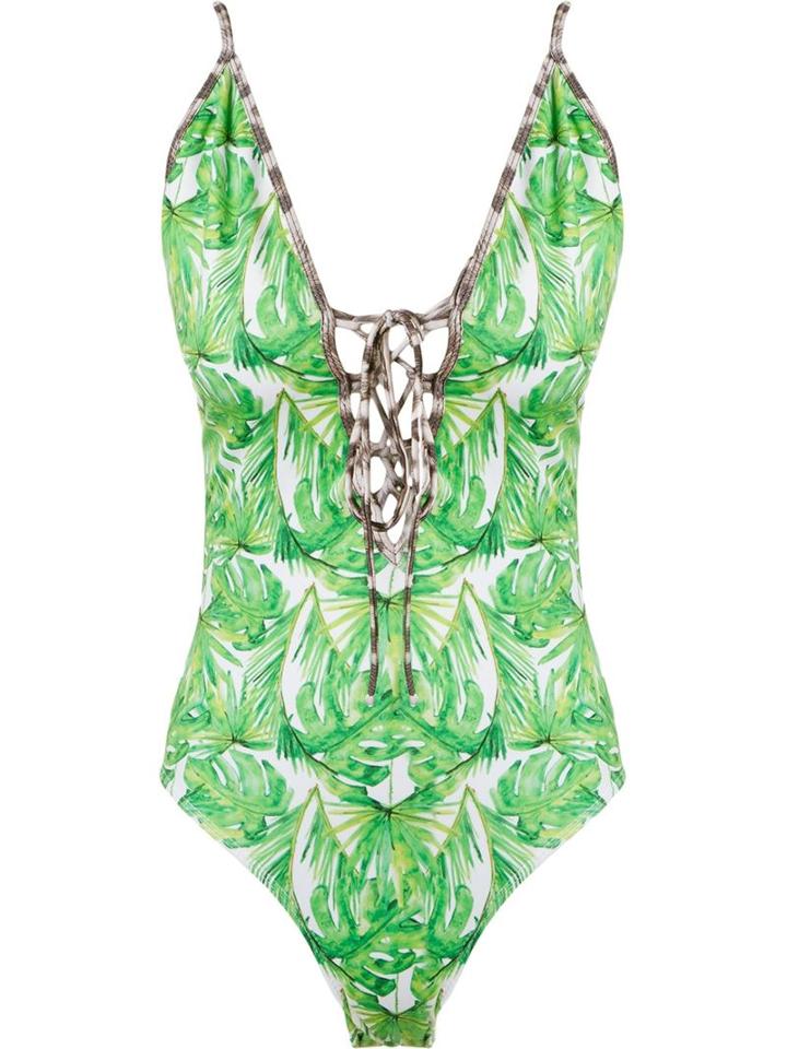 Brigitte Abstract Print Swimsuit, Women's, Size: Medium, Green, Polyamide/spandex/elastane