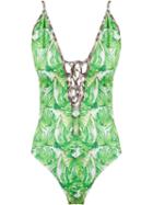 Brigitte Abstract Print Swimsuit, Women's, Size: Medium, Green, Polyamide/spandex/elastane
