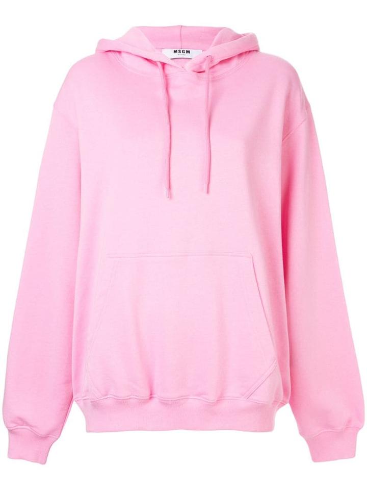 Msgm Logo Print Hoodie - Pink