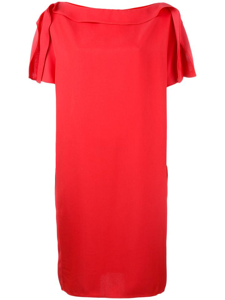 Gianluca Capannolo - Pleated Sleeves Dress - Women - Viscose - 44, Women's, Red, Viscose