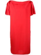 Gianluca Capannolo - Pleated Sleeves Dress - Women - Viscose - 44, Women's, Red, Viscose