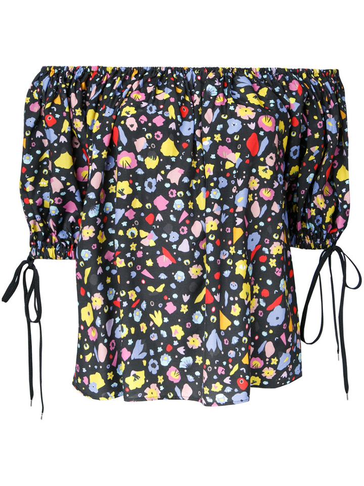 G.v.g.v. Printed Off Shoulder Blouse, Women's, Size: 34, Black, Rayon