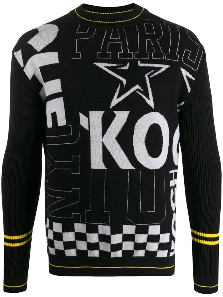 Koché Patchwork Print Knitted Jumper - Black