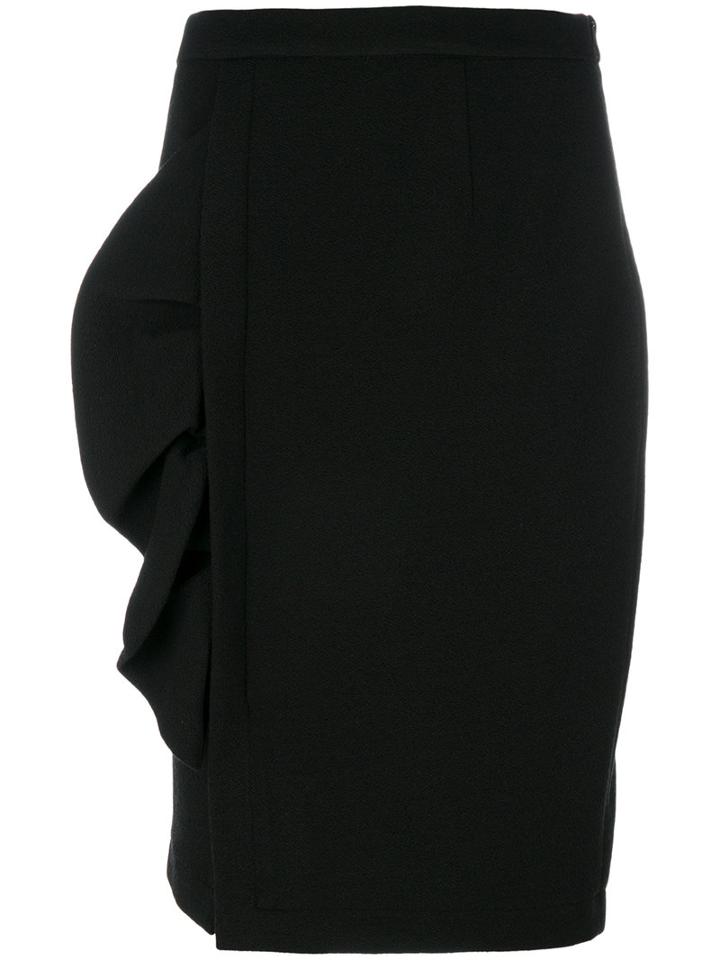 Boutique Moschino - Frill Detail Pencil Skirt - Women - Acrylic/polyamide/polyester/other Fibers - 38, Black, Acrylic/polyamide/polyester/other Fibers