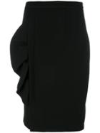 Boutique Moschino - Frill Detail Pencil Skirt - Women - Acrylic/polyamide/polyester/other Fibers - 38, Black, Acrylic/polyamide/polyester/other Fibers