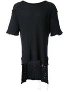 Miharayasuhiro Distressed Knit T-shirt, Men's, Size: 48, Black, Cotton