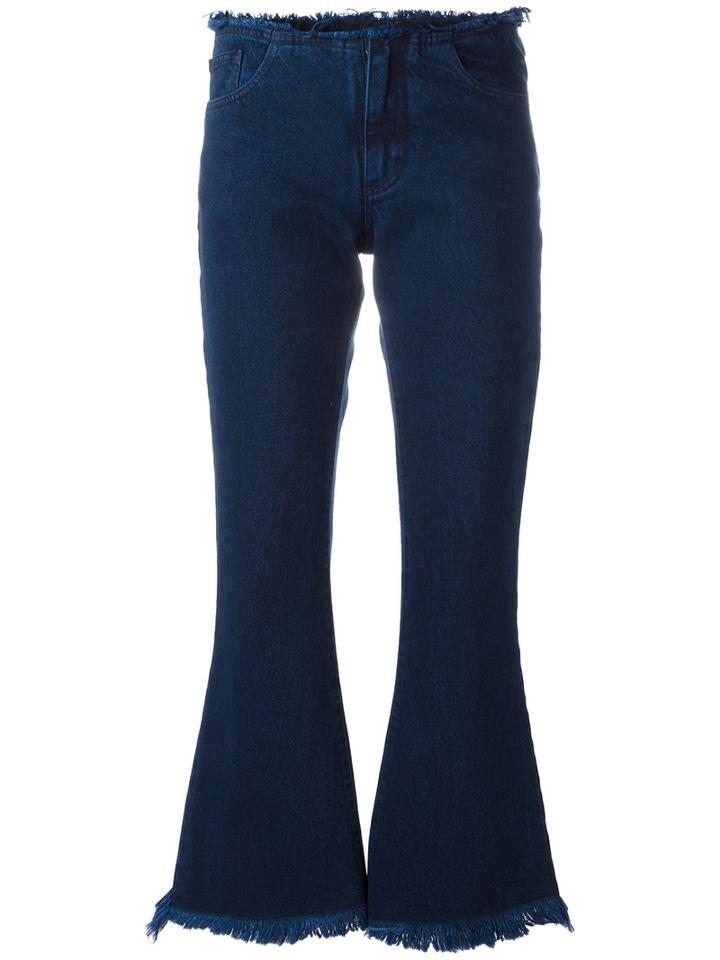 Marques'almeida Frayed Edge Flared Jeans, Women's, Size: 6, Blue, Cotton
