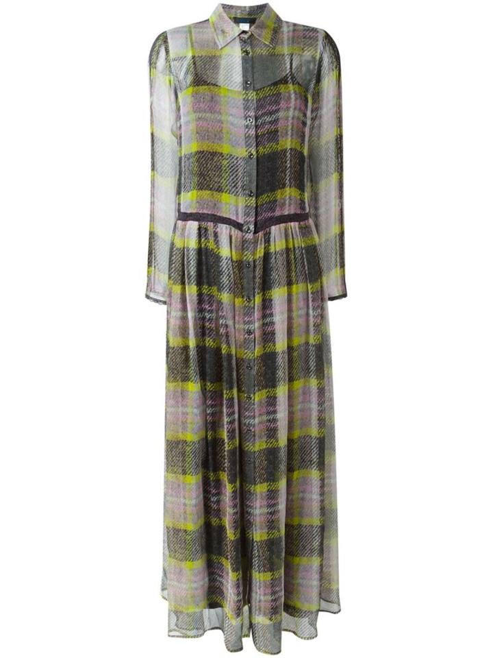 Twin-set Checked Maxi Dress, Women's, Size: Small, Black, Silk/viscose