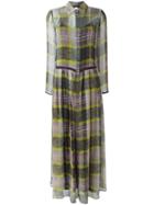 Twin-set Checked Maxi Dress, Women's, Size: Small, Black, Silk/viscose