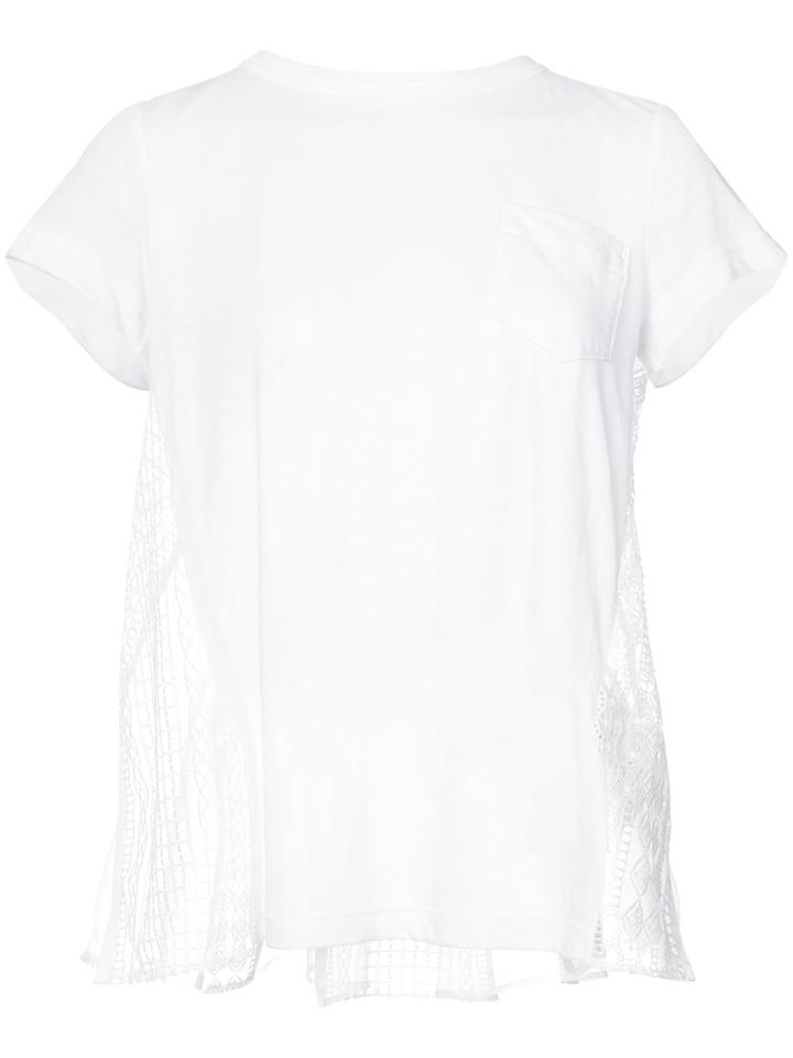 Sacai - Sheer Back T-shirt - Women - Cotton/linen/flax/polyester - 1, White, Cotton/linen/flax/polyester